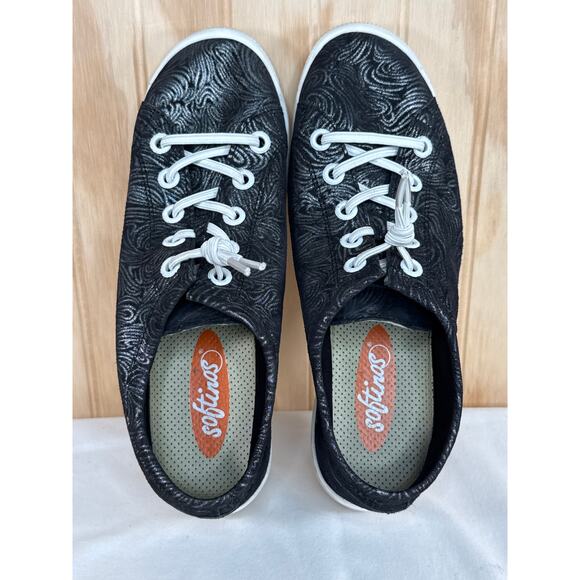 Softinos Isla Low Soft Black Textured Leather Women Sneakers Size EU 40/US 10 - Picture 4 of 8